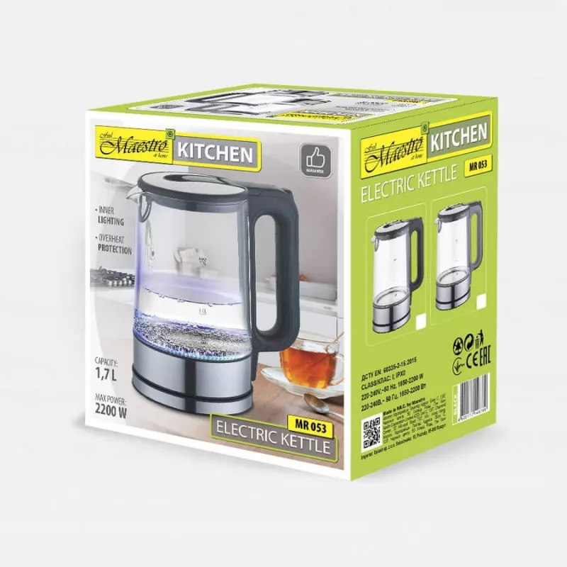 MAESTRO MR-053 vedenkeitin 1,7 L 2200 W (MR-053-Grau) harmaa
