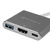 SilverStone SST-EP08C - USB 3.1 Type-C -adapteri HDMI/USB Type-C/USB Type-A - hopea