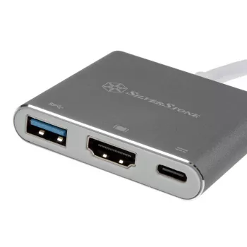 SilverStone SST-EP08C - USB 3.1 Type-C -adapteri HDMI/USB Type-C/USB Type-A - hopea