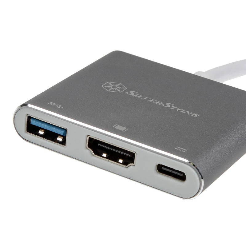 SilverStone SST-EP08C - USB 3.1 Type-C -adapteri HDMI/USB Type-C/USB Type-A - hopea