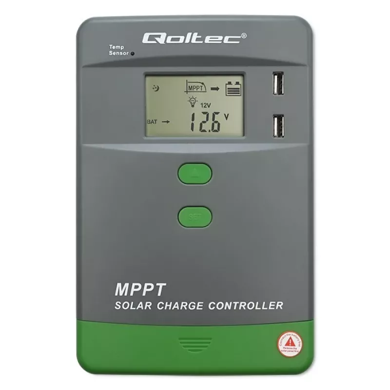 MPPT aurinkolataussäädin QOLTEC 10A 12V/24V järjestelmiin LCD-näytöllä
