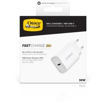 Seinä laturi OTTERBOX 30W USB-C PD valkoinen — 30W lähtö, yksi USB-C-liitäntä