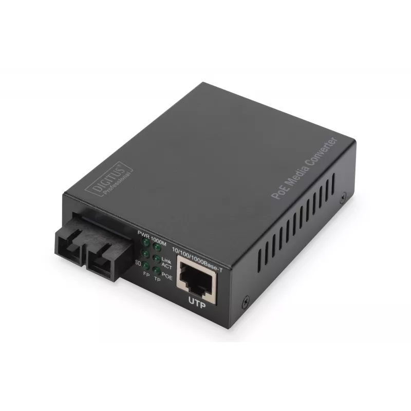 Digitus Gigabit-PoE-mediakonvertteri, RJ45 / SC, MM, PSE