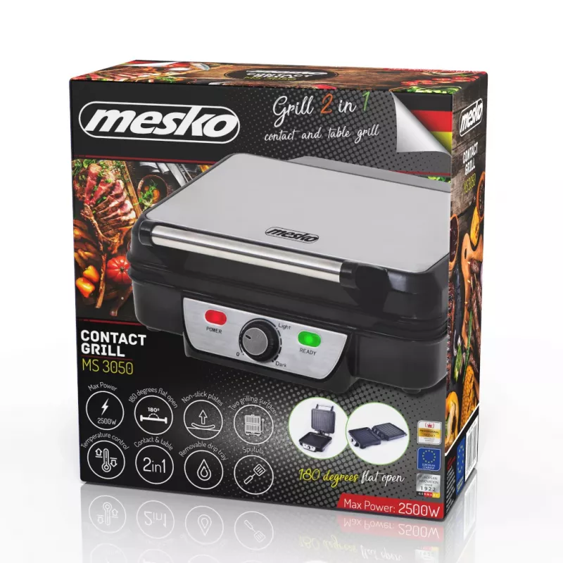 Mesko MS 3050 kontaktigrilli, 1800 W, musta/ruostumaton teräs