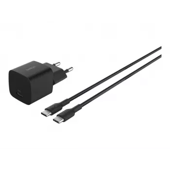 Belkin BoostCharge 25 W USB-C PD/PPS AC-sisälaturi, 1 m kaapeli, musta — pelikonsoleille, älypuhelimille, tableteille
