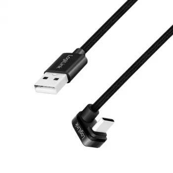 LOGILINK CU0193 kaapeli USB 2.0 Type-C C/uros kulmaliitin - USB-A/uros alumiini musta 2 m