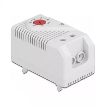 Termostaatti DELOCK 66824, muovikotelo, IP20, 30 W, 250 V, 10 A, 43×60×33 mm, harmaa/punainen