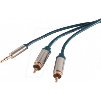 shiverpeaks SP30833-ohut audiokaapeli 3 m 3,5 mm - 2 x RCA sininen - kromi (SP30833-ohut)
