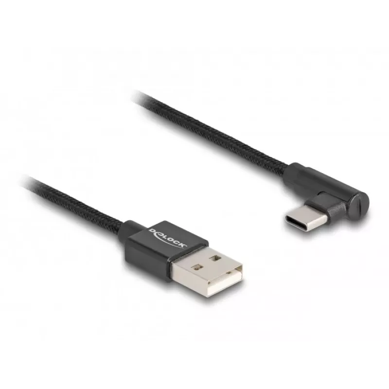 DeLOCK USB 2.0 -kaapeli Type-A uros USB Type-C uros kulma 0,5 m musta