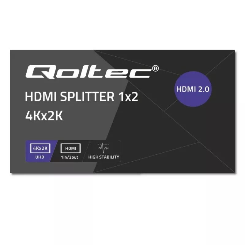 Qoltec 51797 aktiivinen HDMI-jakaja 2 x HDMI 4K x 2K | 6 Gb/s | 60 Hz