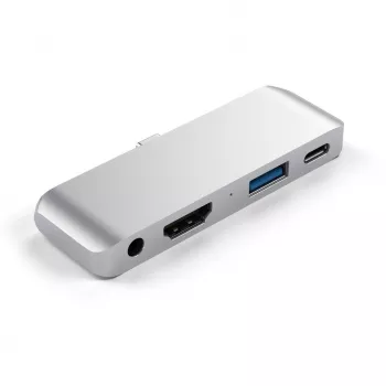 Satechi Aluminium USB-C-keskitin iPad Pro hopea