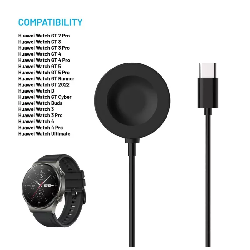 Kiinteä USB-C-kaapeli Huawei Watch GT/GT 3 Pro/Watch 4/4 Pro/Watch 5/5 Pro, valmistaja FIXED