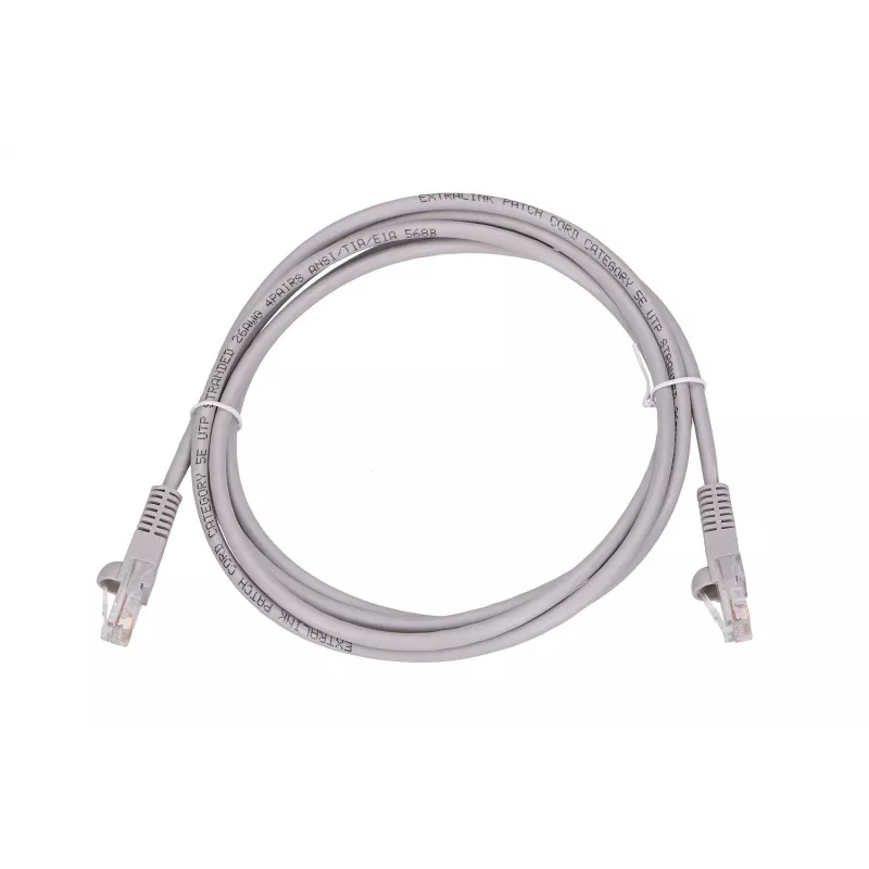 LAN-patchkaapeli Extralink Cat.5e UTP 2 m, RJ-45–RJ-45, harmaa
