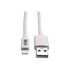 Eaton Tripp Lite Series USB-A - Lightning synkronointi-/latauskaapeli (M/M) - MFi-sertifioitu, valkoinen, 6 ft. (1,8 m) - data-/virtakaapeli - USB uros - Lightning