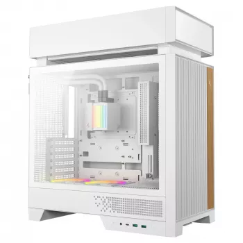 Pöytätietokoneen kotelo DeepCool CL6600 WH — valkoinen, tukee ATX/PS2/SFX/SFX-L-virtalähteitä, 140 mm edessä, 120/140 mm ylhäällä/takana, 2,5 tuuman ja 3,5 tuuman asemat