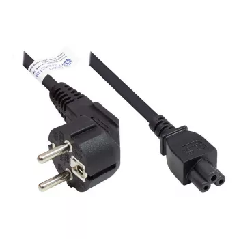 Virtakaapeli suojakosketinpistoke tyyppi E+F (CEE 7/7, kulma) - C5 (suora) kannettavaan tietokoneeseen, musta, 0,75 mm², 3 m, Good Connections® (P0105-S030)
