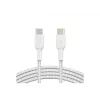 Kaapeli punottu USB-C - USB-C 1 m valkoinen