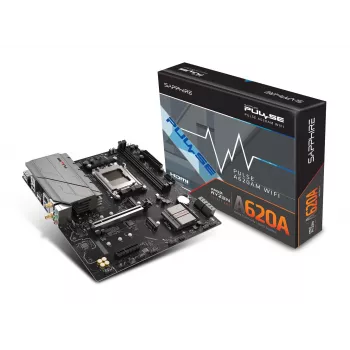 Emolevy Sapphire PULSE A620AM (microATX) kanta AM5, AMD A620A, DDR5, 2x DIMM, 64 GB, 2x M.2, Gigabit LAN