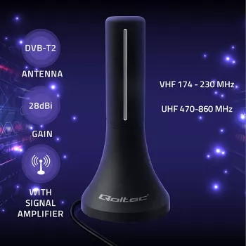 Televisioantenni QOLTEC TV DVB-T/T2 Qoltec (sisä-/ulkokäyttöön) malli 57065
