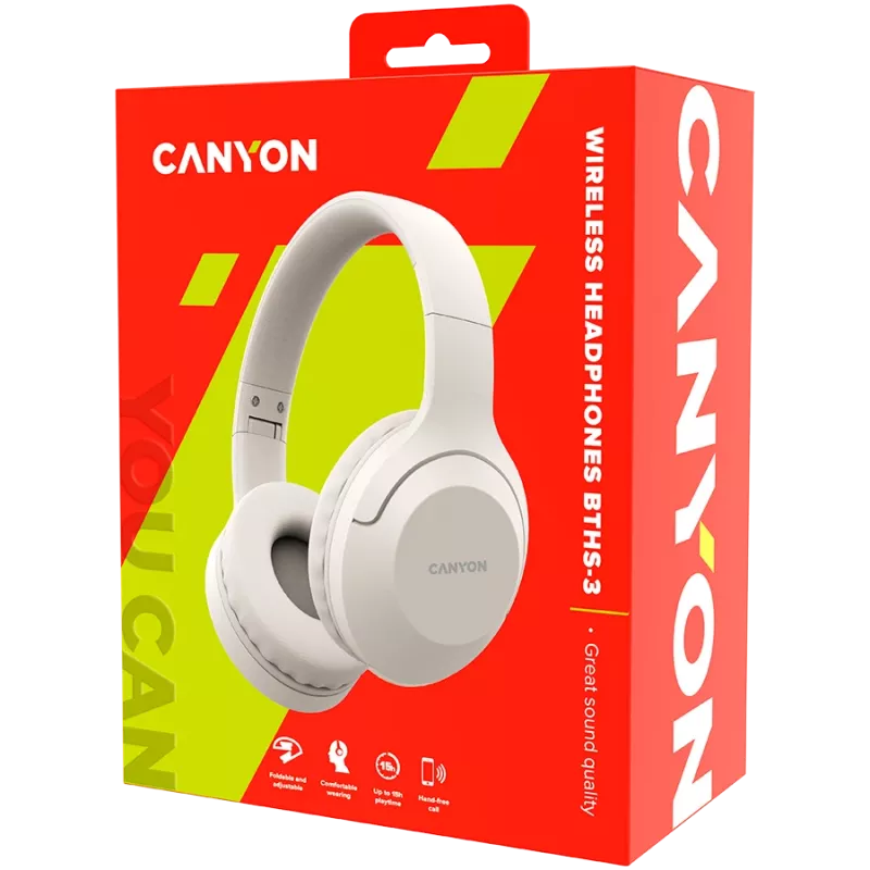 Canyon BTHS-3 Bluetooth -kuulokemikrofoni On-Ear/stereo/BT5.1 beige retail (CNS-CBTHS3BE)
