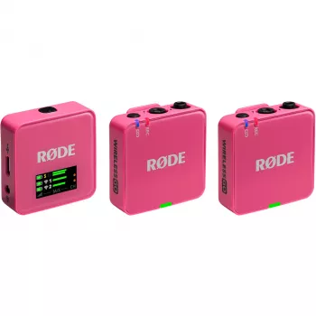 Radiolähetinmikrofoni RODE Wireless GO III pinkki — kompakti kaksikanavainen lähetin- ja vastaanotinjärjestelmä