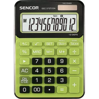 Pöytälaskin SENCOR SEC 372GN 12-numeroinen LCD, peruslaskutoimitukset, aurinko- ja paristokäyttö