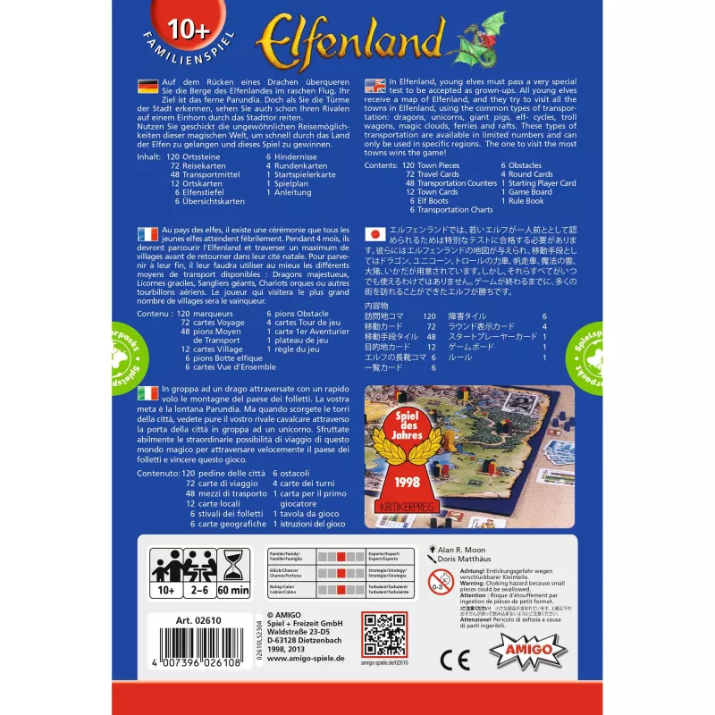 Elfenland, lautapeli Spiel des Jahres 1998