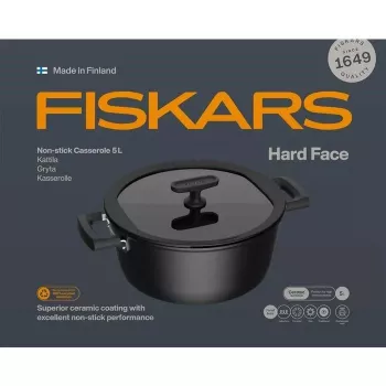 Keraaminen kattila Fiskars HARD FACE 5 L kannella, tarttumaton pinnoite