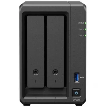 NAS-tallennuspalvelin SYNOLOGY DP320 pöytämalli R1600, 8 GB RAM, 16 TB, 2 paikkaa, HDD-tuki, RAID, musta
