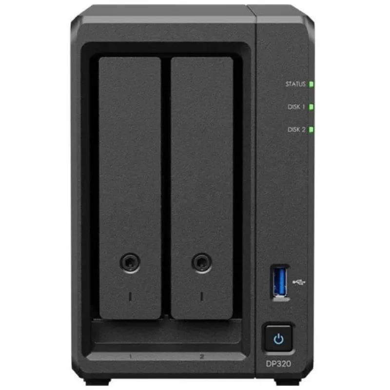 NAS-tallennuspalvelin SYNOLOGY DP320 pöytämalli R1600, 8 GB RAM, 16 TB, 2 paikkaa, HDD-tuki, RAID, musta