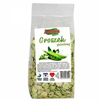 Murskatut herneet rehulisänä jyrsijöille ja kaneille Alegia 300 g – kiinteä herkku vihannesten maulla, gluteeniton, soijaton ja sokeriton