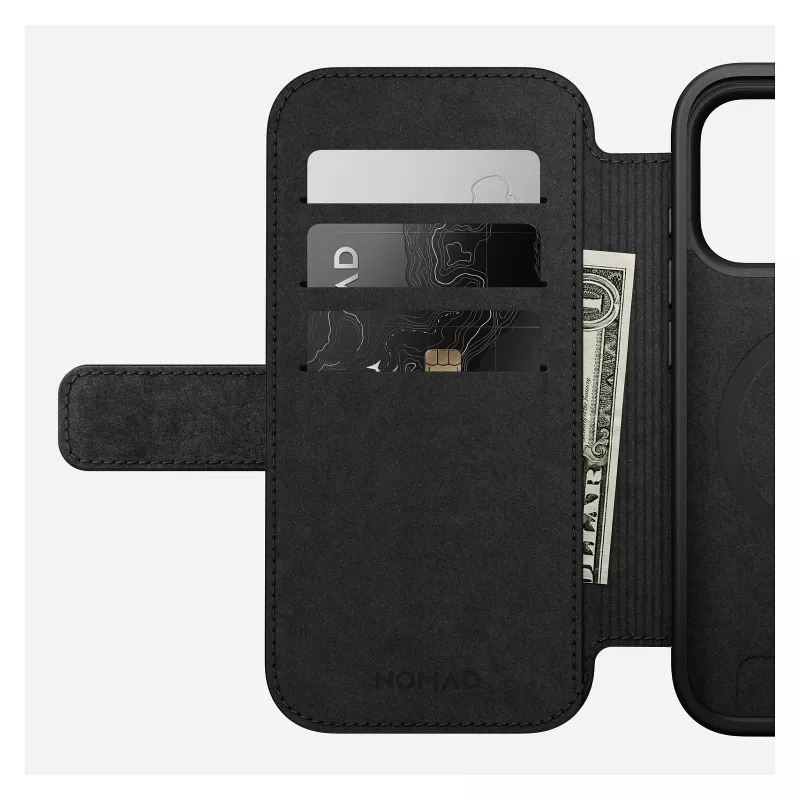 Nomad Modern Leather Folio -foliokotelo iPhone 17 Pro, nahka + alumiini, 6,3 inch (16 cm), Tan, 3 korttipaikkaa