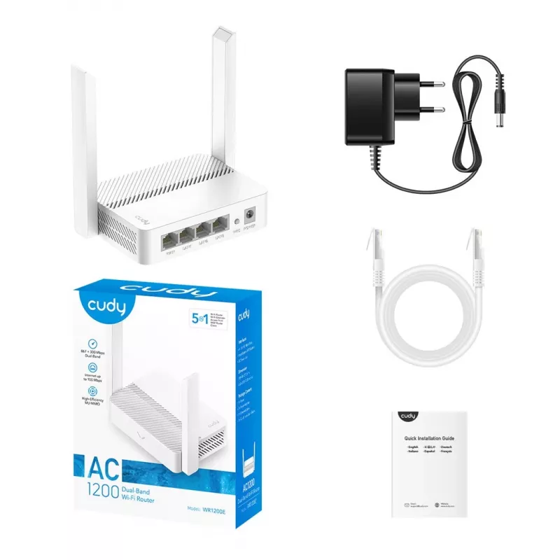 Cudy WR1200E WLAN-reititin Fast Ethernet dual-band (2,4 GHz / 5 GHz) valkoinen