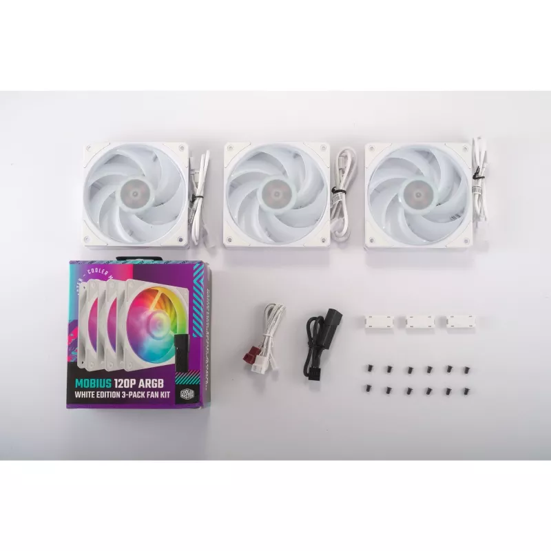 COOLER MASTER Mobius 120P ARGB 120mm valkoinen 3 kpl:n pakkaus