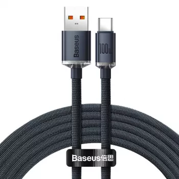 Baseus Crystal Shine kaapeli USB-USB-C, 100W, 2m (musta)