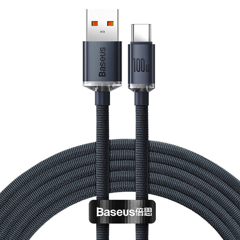 Baseus Crystal Shine kaapeli USB-USB-C, 100W, 2m (musta)