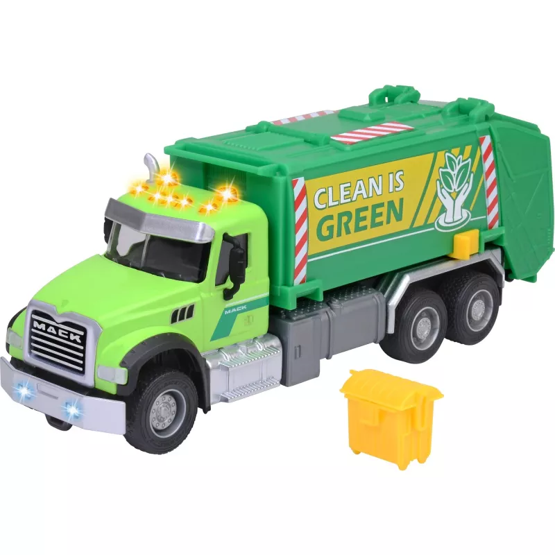 Leikkiauto Majorette Mack Granite jäteauto malli 213743007, painevalettu pienoismalli