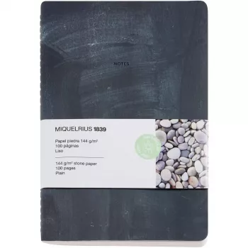 MIQUELRIUS muistikirja kivipaperi 14,2 x 20,5 blanko, musta kovakantinen 50 sivua (A821990)