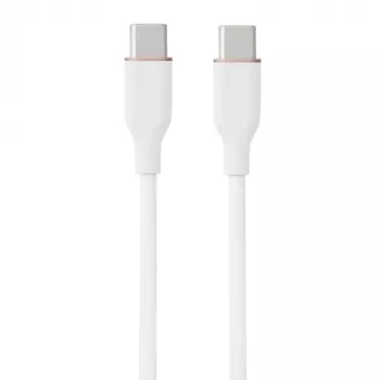 Silikonikaapeli USB Type-C - Type-C, 60 W (valkoinen, 2 m)