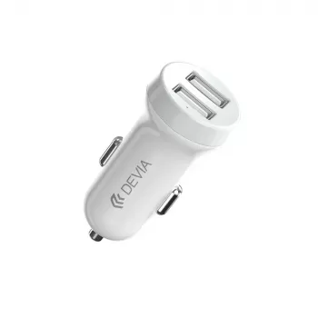 Devia Smart Series Lightning -autolaturi 5V 3,1A Dual USB valkoinen