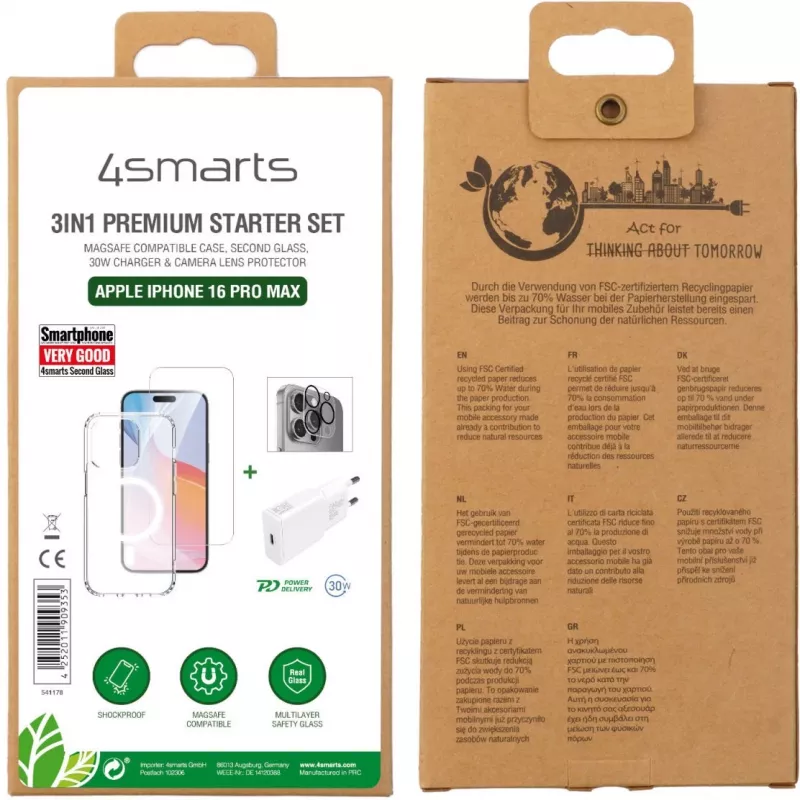 Sisälaturi 4smarts 541178 läpinäkyvä valkoinen pikalataus USB Type-C