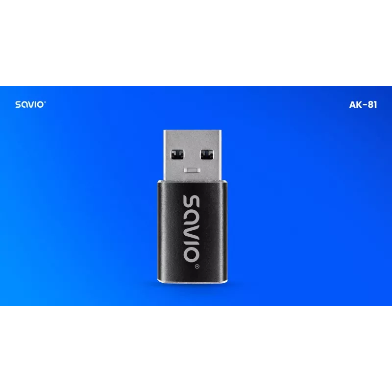 Savio AK-81 videokaapelisovitin USB Type-C USB Type-A musta