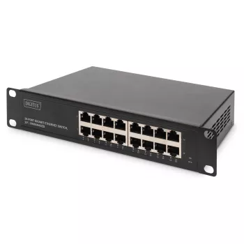 Verkkokytkin DIGITUS 10 tuuman Gigabit Ethernet 16-porttinen hallitsematon (rack-asennusmoduuli)