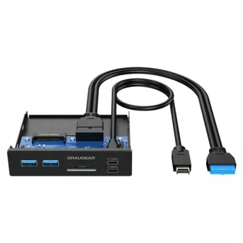 Graugear USB-keskitin + kortinlukija Multi etupaneeli, Type-C USB retail (G-MP01CR)