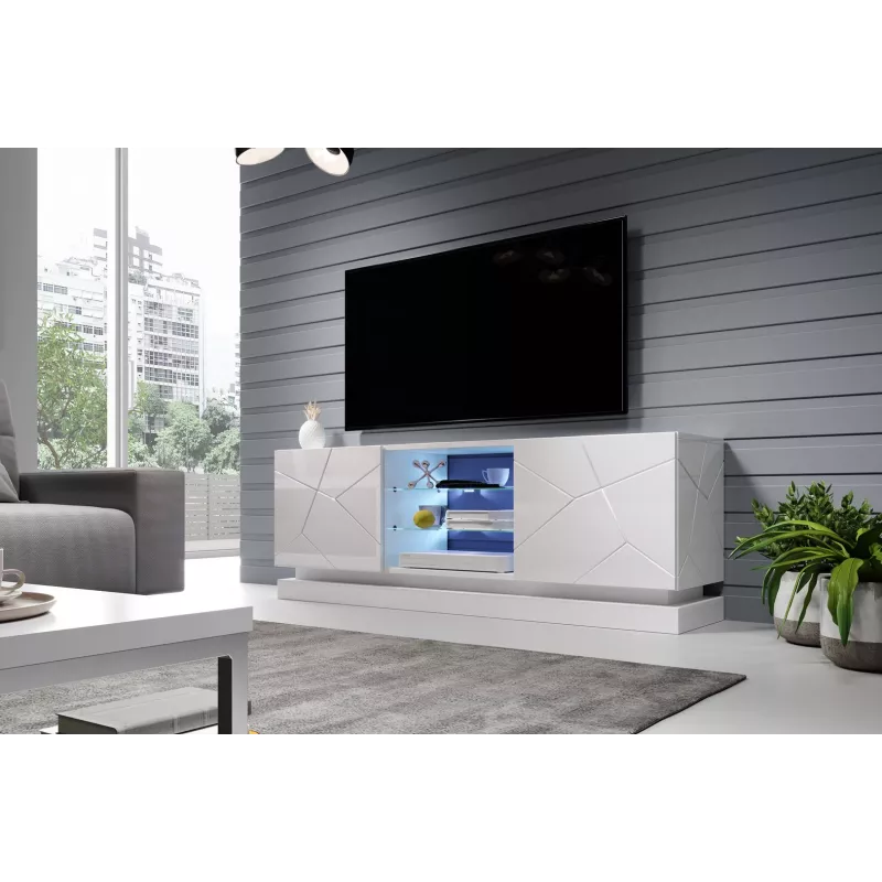 Cama Meble QIU 160 TV-kaappi, MDF, valkoinen kiilto