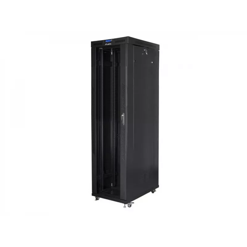 Lanberg FF01-8047-12BL 19 tuuman vapaasti seisova palvelinkaappi 47U, 800x1000 mm, lasiovi, LCD, IP20, purettuna toimitettava, musta