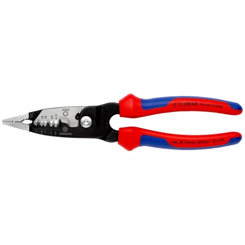 Knipex 13 72 200 ME kuorintapihti musta, sininen, punainen, ruostumaton teräs