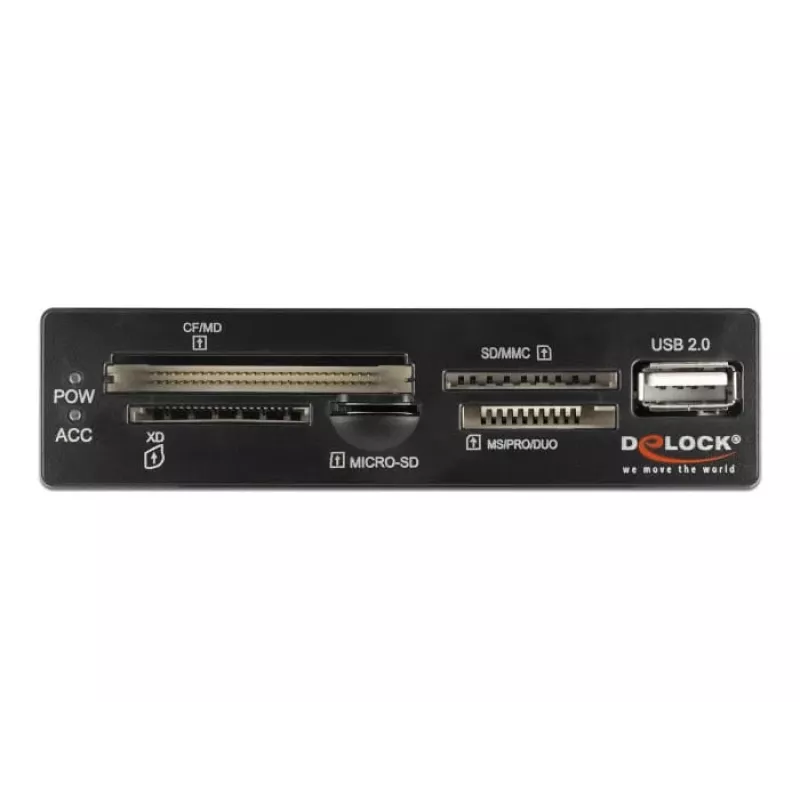 DeLOCK 91708 kortinlukija USB 2.0 sisäinen musta harmaa CF SD MicroSD