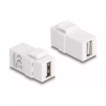 DeLOCK Keystone-moduuli USB 2.0 A liitin USB 2.0 A liittimeen valkoinen