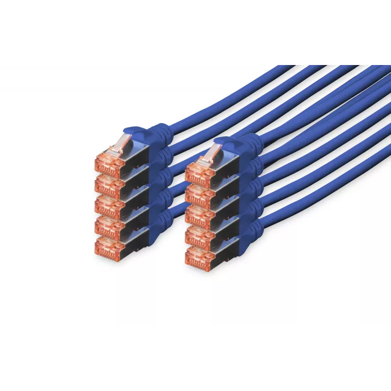 DIGITUS CAT6 S/FTP -patch-kaapeli, 0,5 m, sininen, 10 kpl:n pakkaus